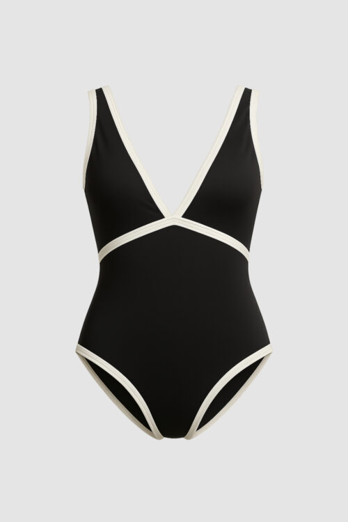 Monochromesque V-Neck Swimsuit
